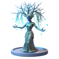 beautiful abstract An ethereal dryad emerging from a willow tree, shimmering with bioluminescent light, Art Deco style authentic png