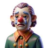 serene abstract Portrait of a melancholic clown with dripping face paint and a single tear rolling down their cheek, chiaroscuro lighting, oil painting style original png