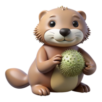wonderful rustic A playful sea otter holding a sea urchin, curious expression and wet fur, realistic style exclusive png