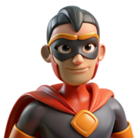 serene rustic A superhero with a mask and cape, a determined expression, dramatic comic book lighting, superhero style 4K png
