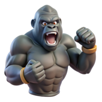 magnificent classic A powerful gorilla beating its chest, jungle setting, dynamic pose, dominant expression authentic png