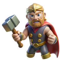 stunning abstract Thor, Norse god of thunder, wielding Mjolnir, lightning crackling around him, realistic style high resolution png