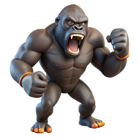 vibrant abstract A powerful gorilla beating its chest, jungle setting, dynamic pose, dominant expression genuine png