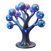 vibrant minimalist A bioluminescent tree with glowing circuitry embedded in its branches, fantasy style, ethereal lighting original png