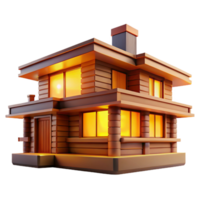 beautiful classic A Frank Lloyd Wright-style prairie house, horizontal lines, warm wood tones, golden hour light 4K png