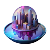 magnificent modern A futuristic city skyline reflected in a rain puddle, cyberpunk aesthetic, neon lights and reflections genuine png