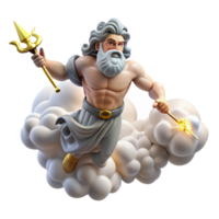 stunning creative A powerful Zeus hurling a thunderbolt from Mount Olympus, clouds swirling around him, rendered in a dynamic Renaissance style high resolution png
