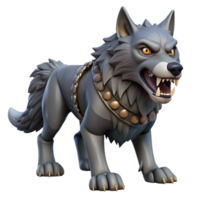 magnificent contemporary A fierce Fenrir, the monstrous wolf of Norse mythology, bound by Gleipnir, dark fantasy style high quality png