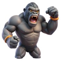 extraordinary modern A powerful gorilla beating its chest, jungle setting, dynamic pose, dominant expression high resolution png