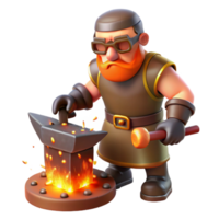extraordinary modern A cyclops forging a weapon in his fiery forge, sparks flying, intense heat visible, realistic style high resolution png
