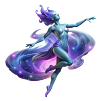 dramatic modern A celestial nymph dancing amidst a swirling nebula, ethereal and glowing, space opera style original png