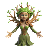 magnificent minimalist A dryad merging with a tree, earthy and ethereal, Art Nouveau style professional png
