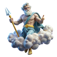 extraordinary creative A powerful Zeus hurling a thunderbolt from Mount Olympus, clouds swirling around him, rendered in a dynamic Renaissance style high quality png