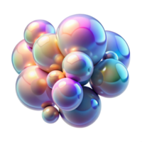 wonderful abstract A cluster of iridescent bubbles, floating in zero gravity, illuminated by a soft, colorful light, dreamlike style high resolution png