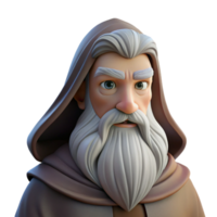 magnificent rustic Portrait of a wise old wizard with a long white beard, soft candlelight, fantasy art style 4K png