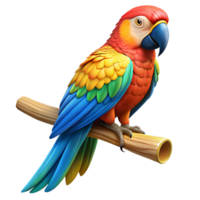 stunning rustic A colorful macaw parrot perched on a branch, vibrant plumage and detailed feathers, realistic style detailed png