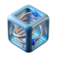 wonderful abstract A levitating transparent cube displaying a rotating DNA helix, futuristic style, soft lighting premium png