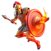 dramatic minimalist A fierce Ares wielding a sword and shield, bathed in the red glow of battle, rendered in a dynamic Baroque style exclusive png