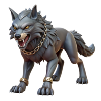 elegant minimalist A fierce Fenrir, the monstrous wolf of Norse mythology, bound by Gleipnir, dark fantasy style authentic png