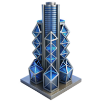 dramatic traditional A towering skyscraper made of interconnected modular units, futuristic design, dynamic lighting premium png