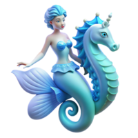 serene minimalist A graceful Amphitrite riding a seahorse, serene underwater setting, soft blue light, Art Nouveau style detailed png