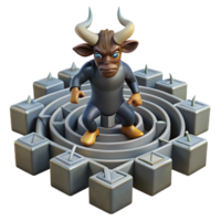 wonderful creative The Minotaur trapped in the labyrinth, shadows stretching across the stone walls, illustrated in a graphic novel style high resolution png