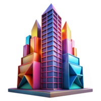 beautiful rustic A postmodern skyscraper with fragmented geometry and vibrant colours, dramatic lighting, abstract style authentic png