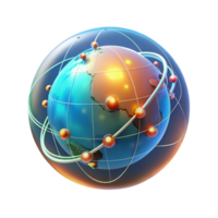 beautiful creative A holographic projection of the Earth, rotating slowly, displaying real-time data streams, lit by an internal glow high resolution png