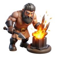 elegant vintage A powerful Cyclops forging a thunderbolt, intense firelight, realistic style authentic png