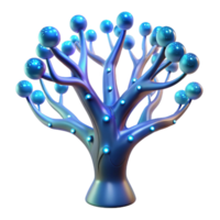 wonderful traditional A bioluminescent tree with glowing circuitry embedded in its branches, fantasy style, ethereal lighting detailed png
