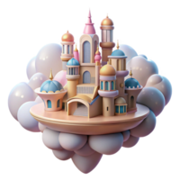 dramatic artistic A floating city in the clouds, Art Nouveau architecture, pastel colors, dreamlike atmosphere genuine png