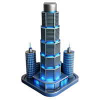 serene modern A towering skyscraper made of interconnected modular units, futuristic design, dynamic lighting professional png