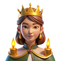 magnificent abstract A regal queen with an elaborate golden crown and a stern expression, illuminated by candlelight, Art Nouveau style authentic png