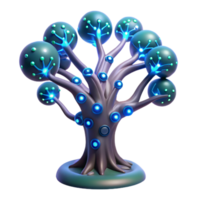 vibrant abstract A bioluminescent tree with glowing circuitry embedded in its branches, fantasy style, ethereal lighting high quality png