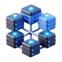dramatic abstract A network of interconnected servers, glowing with activity, data streams flowing between them, lit by cool blue server lights professional png