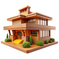 magnificent classic A Frank Lloyd Wright-inspired house nestled in nature, organic architecture, warm wood tones, natural lighting, original png