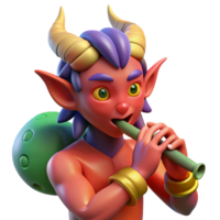 magnificent creative A mischievous Satyr playing pipes, vibrant colors, Impressionist style high quality png