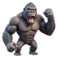 dramatic vintage A powerful gorilla beating its chest, jungle setting, dynamic pose, dominant expression original png