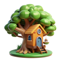 stunning minimalist A whimsical treehouse nestled in the branches of a giant tree, dappled sunlight, fairytale style authentic png