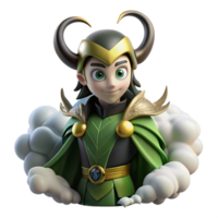 beautiful vintage A mischievous Loki transforming into a raven, surrounded by swirling mists, Norse mythology style high quality png