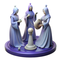 dramatic modern The Fates spinning the thread of life, dimly lit, mystical and ethereal style original png