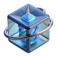 vibrant creative A levitating transparent cube displaying a rotating DNA helix, futuristic style, soft lighting professional png