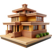 beautiful creative A Frank Lloyd Wright prairie house, horizontal lines, natural materials, warm earth tones, organic, harmonious style detailed png