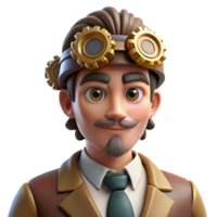 impressive abstract Portrait of a steampunk inventor with goggles and gears, warm, industrial lighting, steampunk style high resolution png