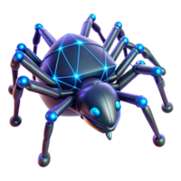 elegant artistic A giant robotic spider weaving a web of glowing data streams, cyberpunk style, neon lighting authentic png