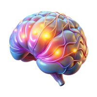 magnificent minimalist A holographic projection of a human brain, neural pathways firing and glowing, lit by an internal light authentic png