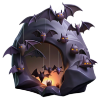 serene artistic A colony of bats hanging in a dark cave, eerie lighting, silhouette, gothic style original png