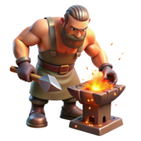 elegant rustic A cyclops forging a weapon in his fiery forge, sparks flying, intense heat visible, realistic style professional png