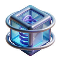 elegant modern A levitating transparent cube displaying a rotating DNA helix, futuristic style, soft lighting authentic png