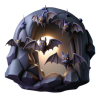 dramatic creative A colony of bats hanging in a dark cave, eerie lighting, silhouette, gothic style original png
